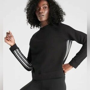 Athleta 24/7 Crew Striped Sweatshirt Black White Womens Medium Athletic
